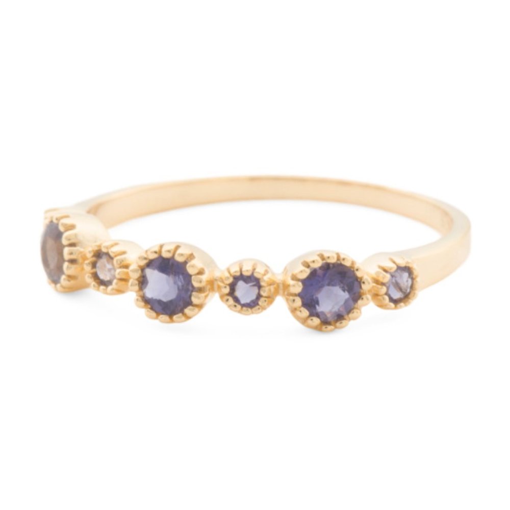 New SHIVAM Gold Plated over Sterling Silver Lolite Women's Ring size 8 Purple